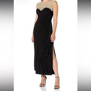 Alex Evenings Women's Long Column Dress with Sweetheart Neck